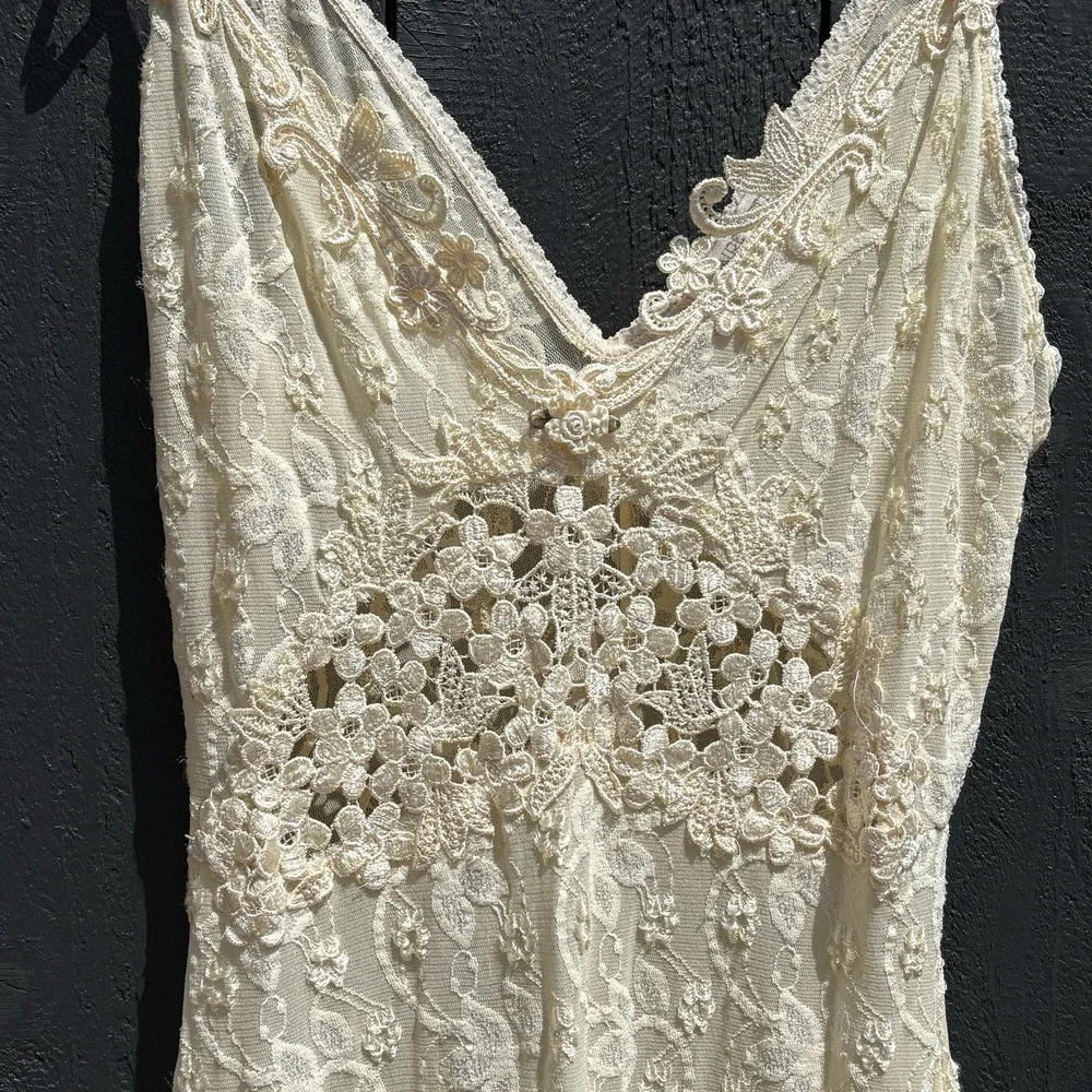 VTG Claire Pettibone Babydoll Fairy Lace Slip Nightgown Small Floral Sheer Bride